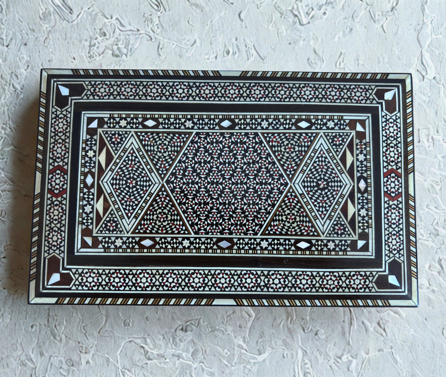 Portagioie in mosaico damascato fatto a mano, vintage anni '70