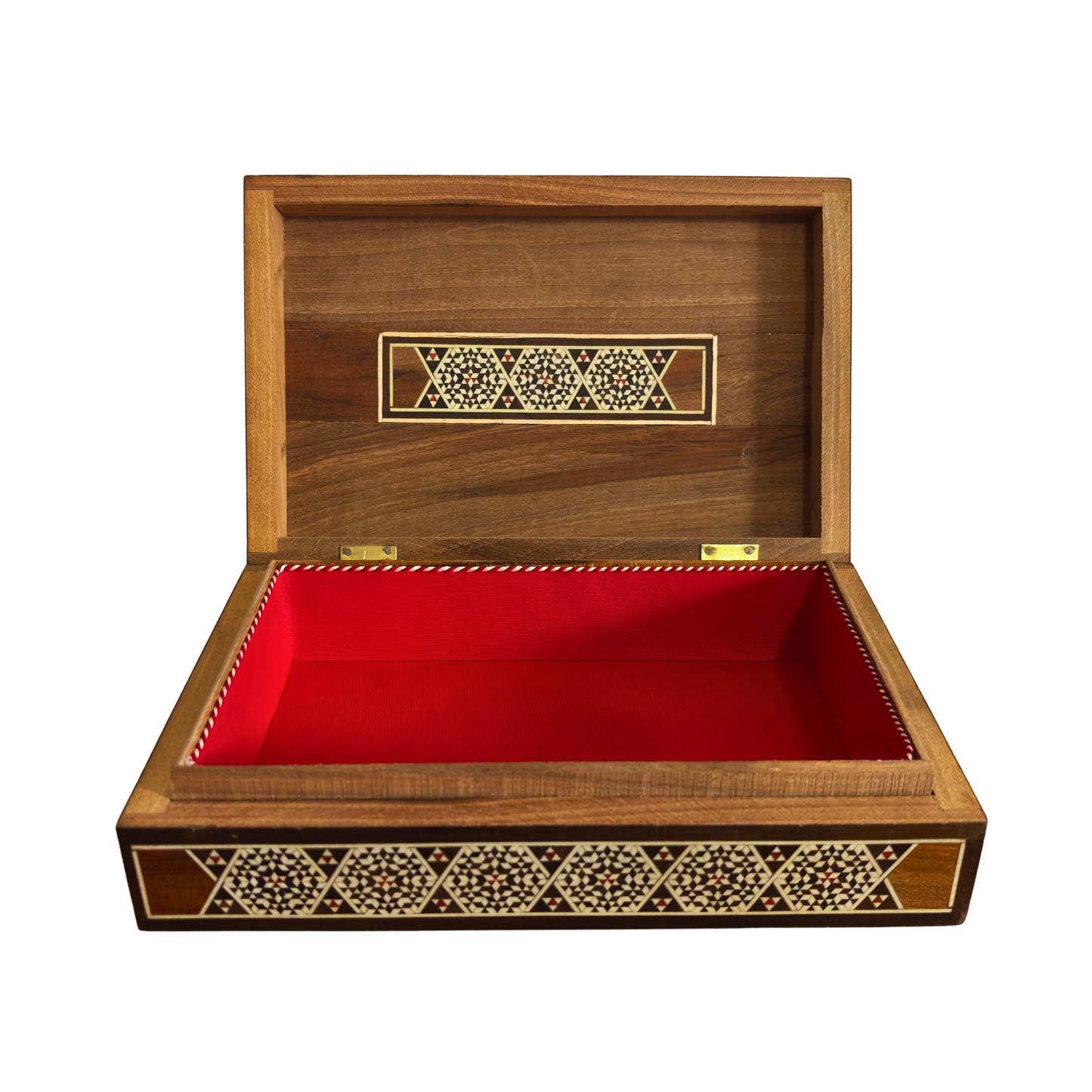 Vintage 1970 Damascene Mozaïek Sieradendoos – Handgemaakte Oosterse Inleg met Parelmoer