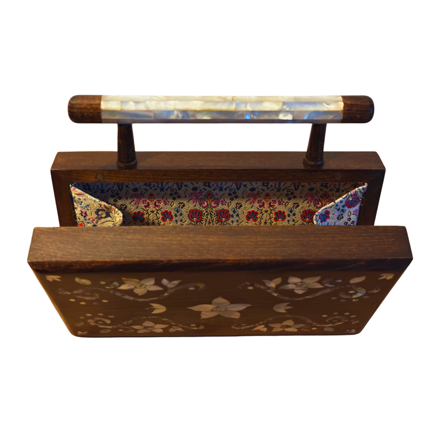 Sham – Pochette Damasquine de Luxe avec Nacre Florale & Brocart