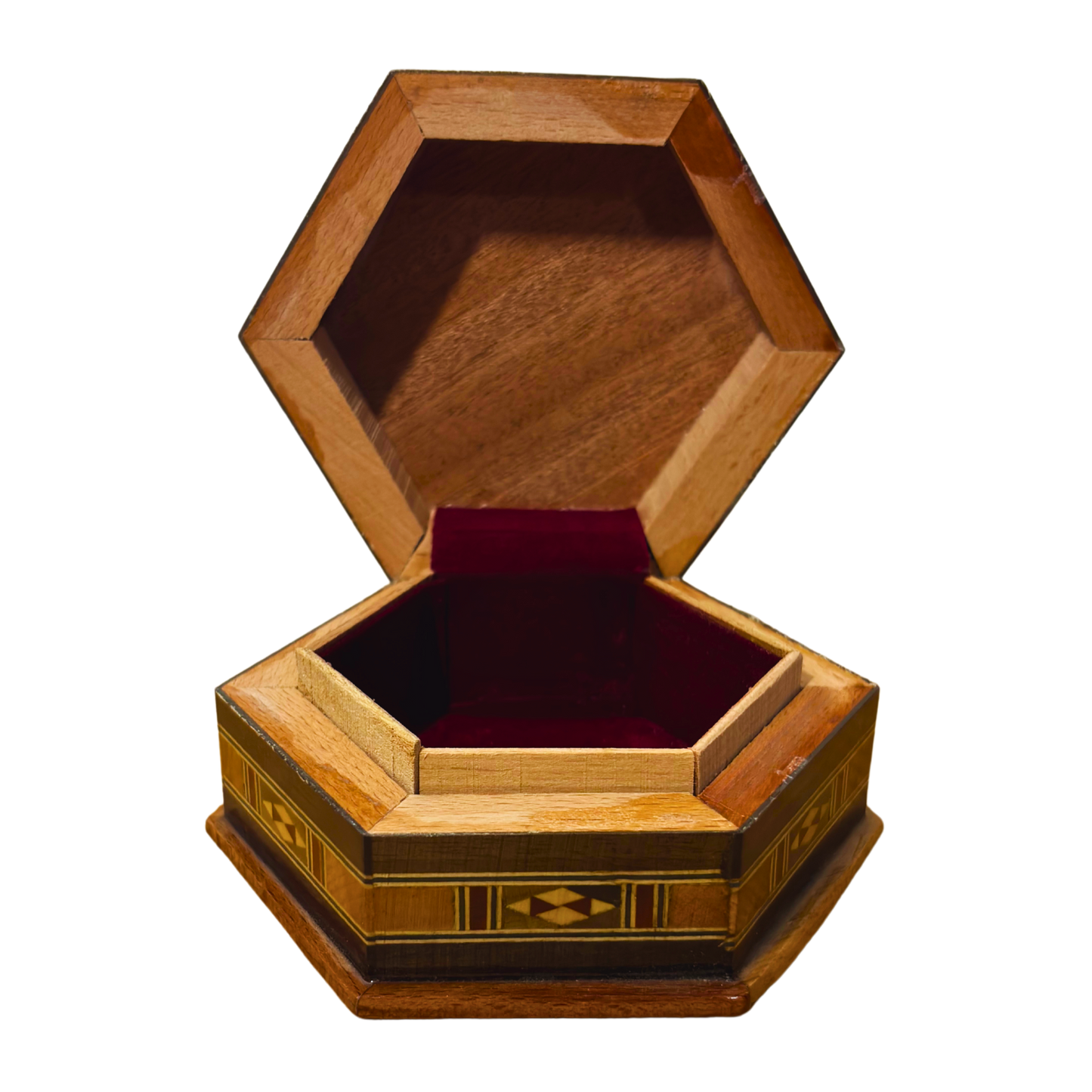 Handgefertigte Mosaik-Schatulle aus Damaskus – Holzkunst & Samt