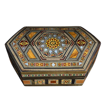 Handgefertigte Mosaik-Schatulle aus Damaskus – Perlmutt & Samt