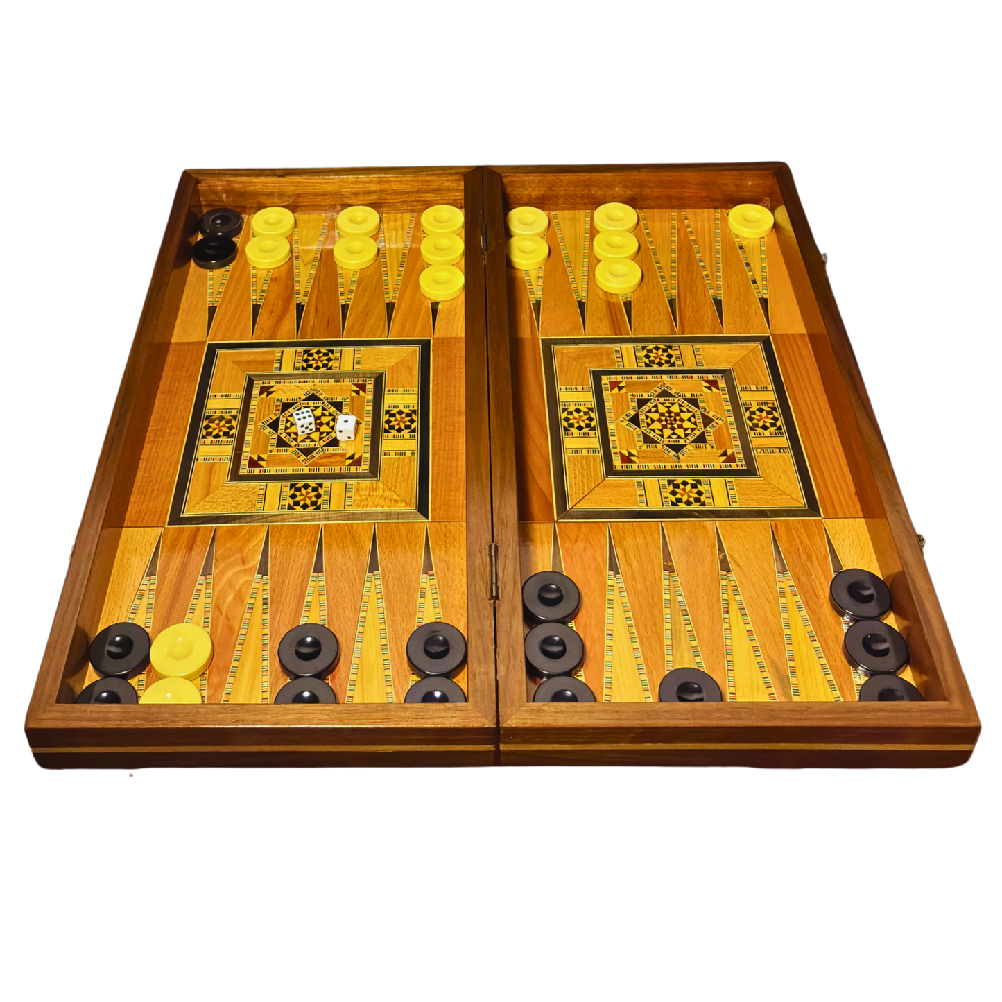 Handgefertigter Damaszener Schach- & Backgammon-Tisch von Gaby Al Dayeh – Klassisches Mosaikdesign