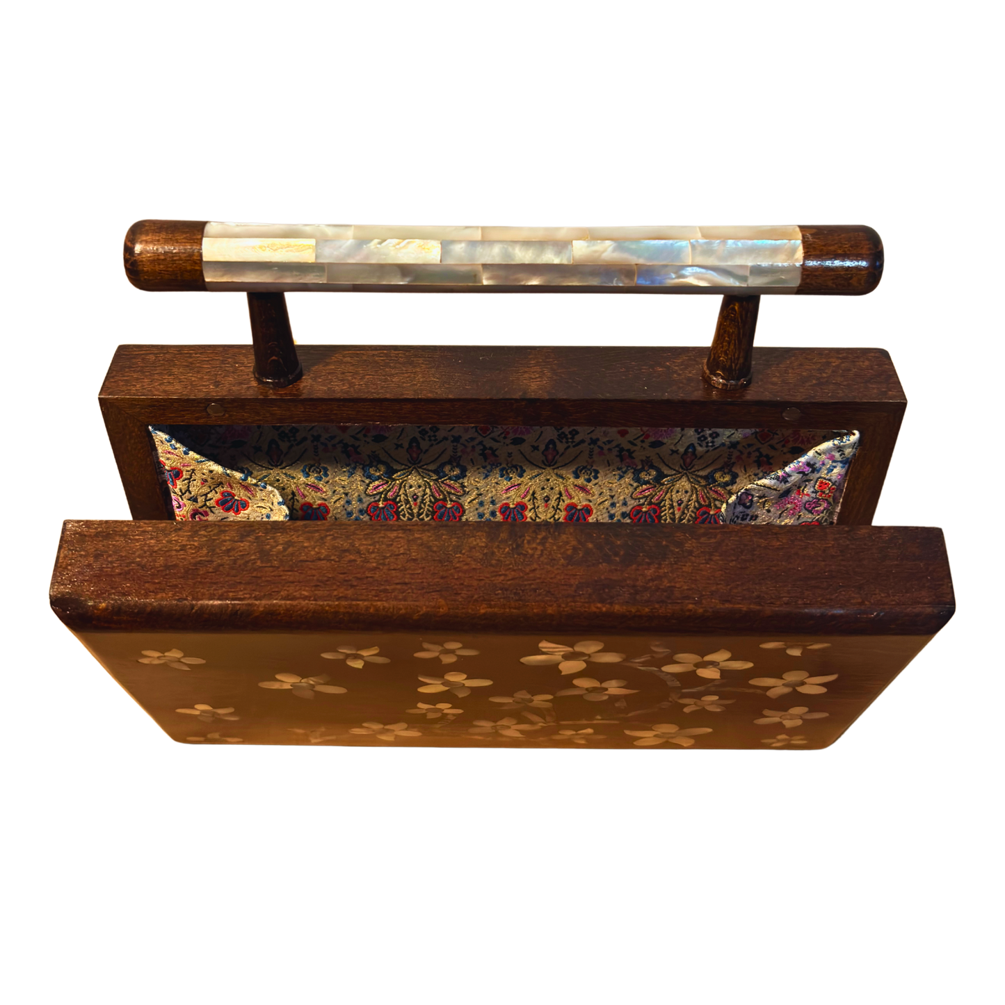 Yasmine – Luxuriöse Damaszener Clutch mit Perlmutt & Brokatfutter