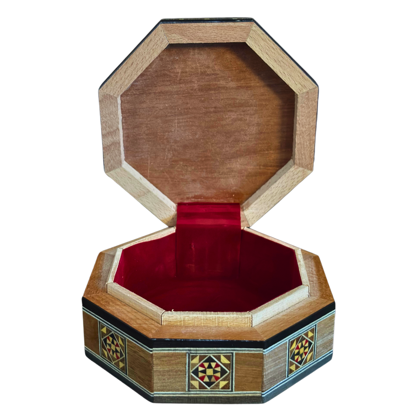 Handgefertigte Mosaik-Schatulle aus Damaskus – Perlmutt & Samt
