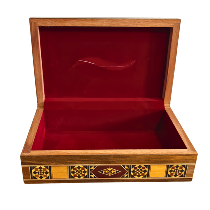 Elegant Damascene Mosaic Wooden Tissue Box – Mother of Pearl Inlay & Velvet Interior