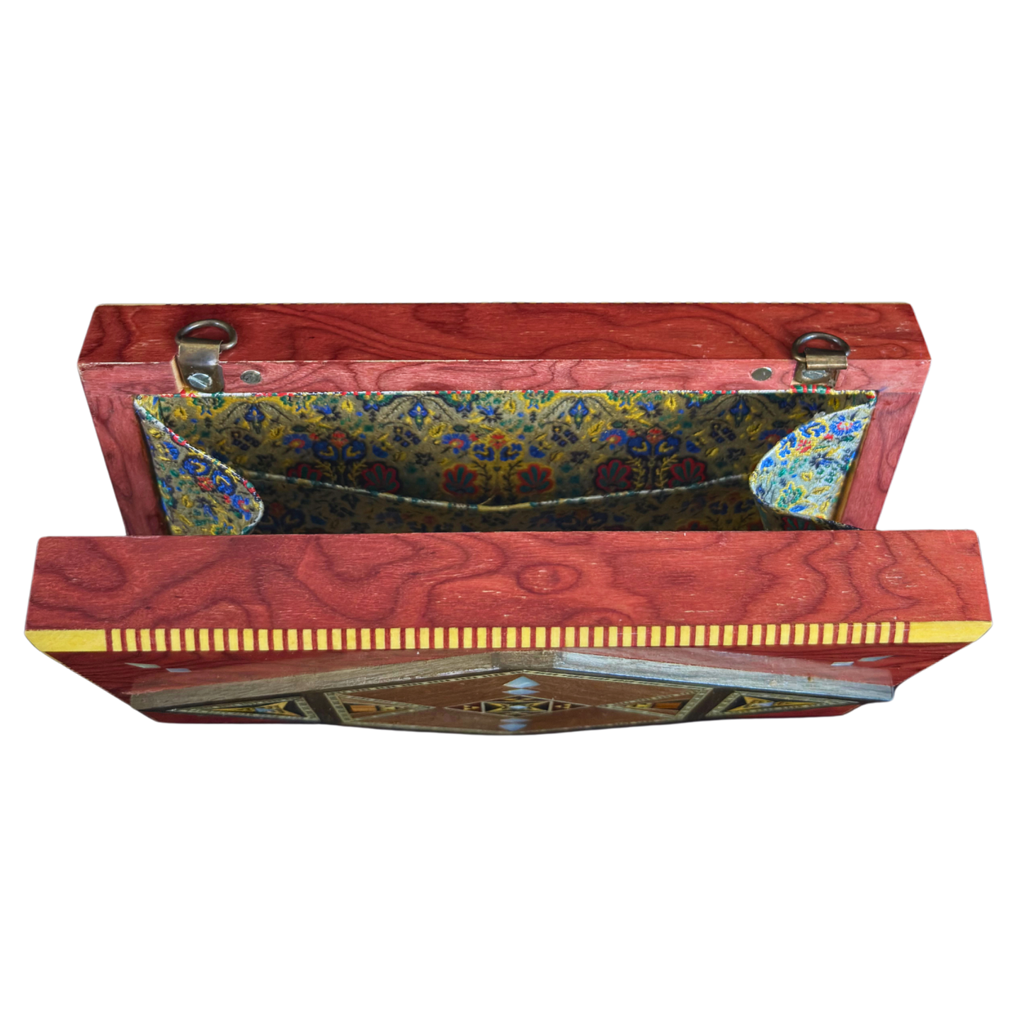 Luxus-Mosaik-Clutch aus Damaskus mit Perlmutt & Brokatfutter