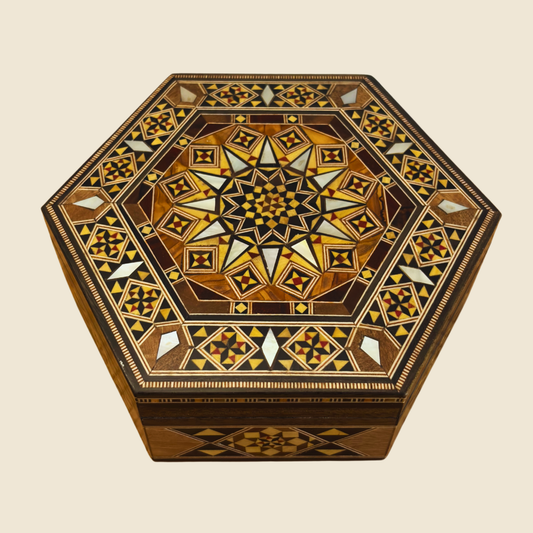 Handgefertigte Damascene-Mosaikschatulle – Perlmutt & Samt-Eleganz
