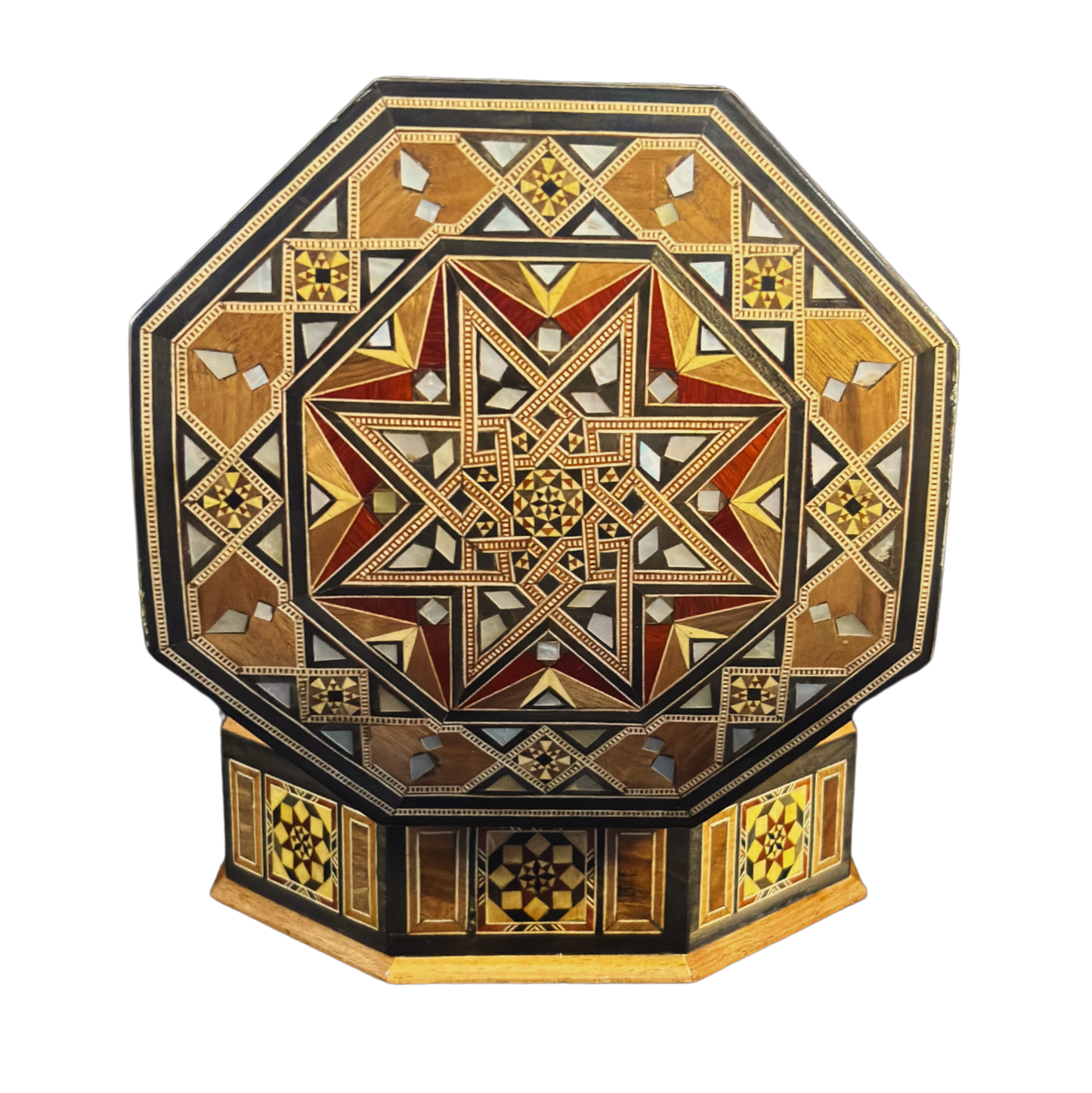 Handgefertigte Mosaik-Schatulle aus Damaskus – Perlmutt & Samt