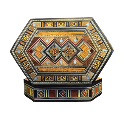 Handgefertigte Mosaik-Schatulle aus Damaskus – Perlmutt & Samt