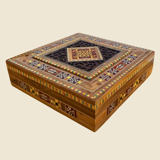 Damaszener Mosaik-Schmucktruhe – Samtgefütterte Eleganz