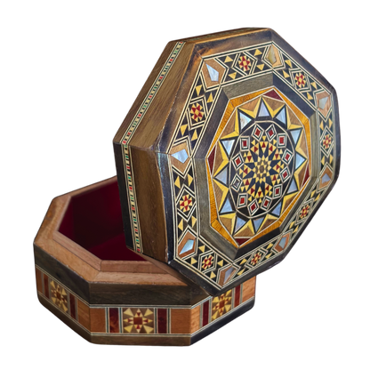 Handgefertigte Mosaik-Schatulle aus Damaskus – Perlmutt & Samt
