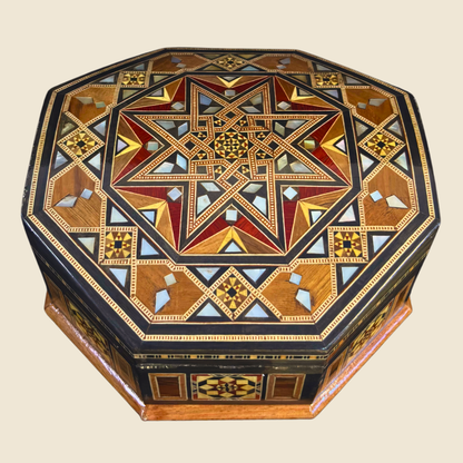 Handgefertigte Mosaik-Schatulle aus Damaskus – Perlmutt & Samt