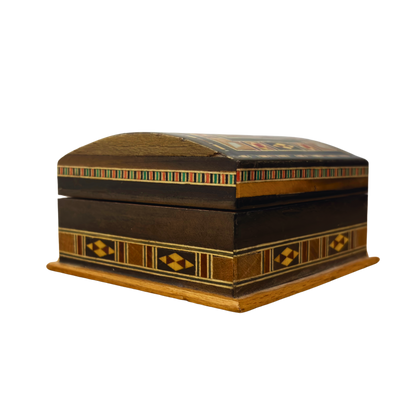 Handgefertigte Mosaik-Schatulle aus Damaskus – Holzkunst & Samt