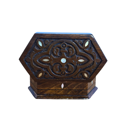 Caja de Madera de Haya Tallada a Mano con Nácar y Forro de Terciopelo – Diseño Oriental Atemporal
