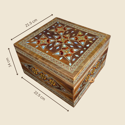 Luxuriöse Uhrenbox aus Damaskus für 6 Uhren – Perlmutt & Samt