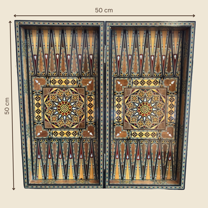 Luxuriöses Schach- & Backgammon-Set aus Damaskus – Mosaikkunst & Perlmutt