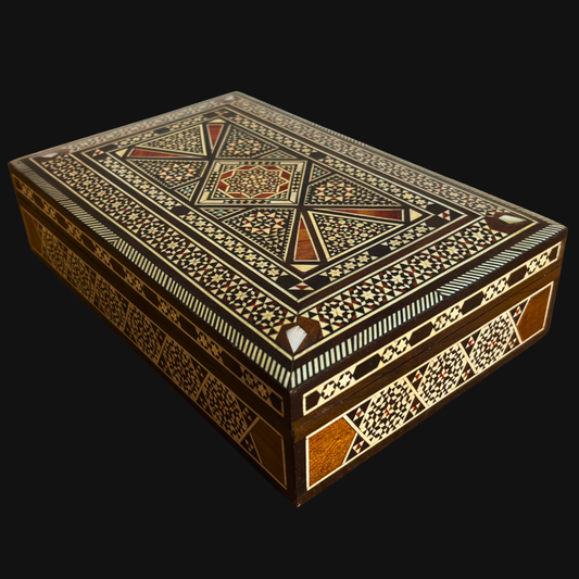 Vintage 1970 Damaszener Schmuckdose – Perlmutt-Intarsienkunst