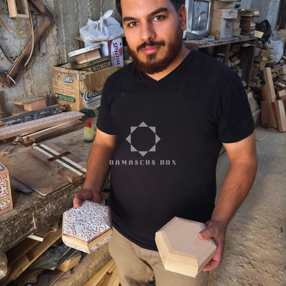 Boîte à Bijoux Damasquinée – Fait Main avec Nacre en Ton Terracotta