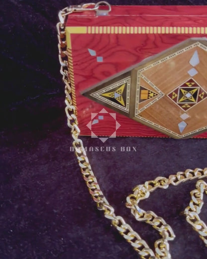 Luxus-Mosaik-Clutch aus Damaskus mit Perlmutt & Brokatfutter